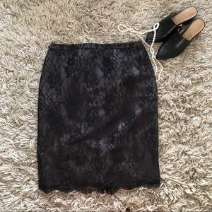 New York & co sexy black lace pencil skirt